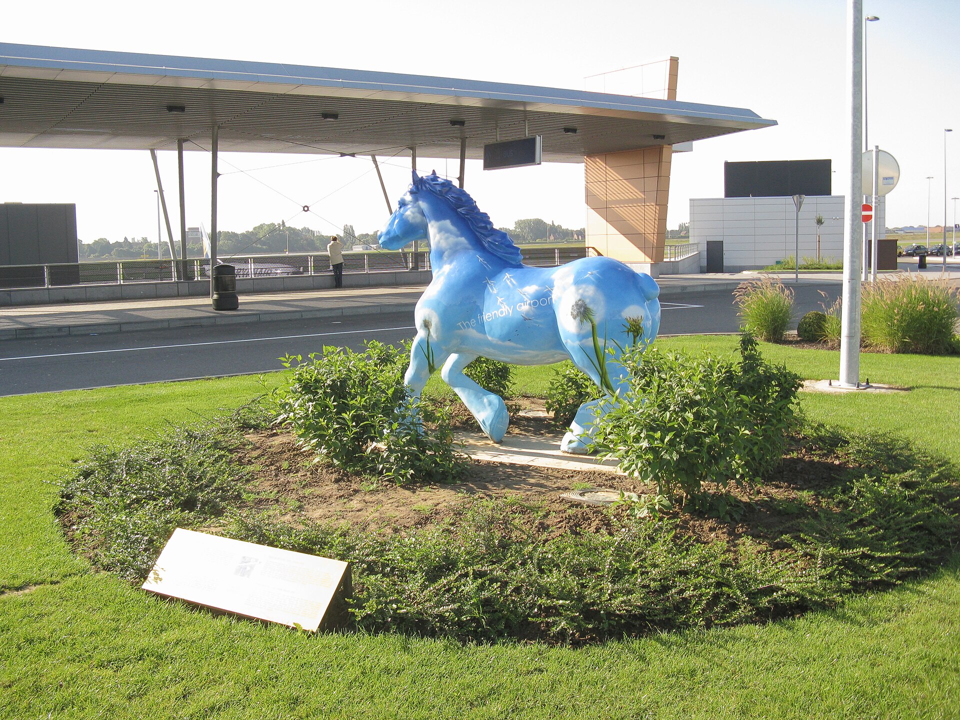 Image illustrating: TEC airport bus outside Brussels South Charleroi Airport terminal (editorial)