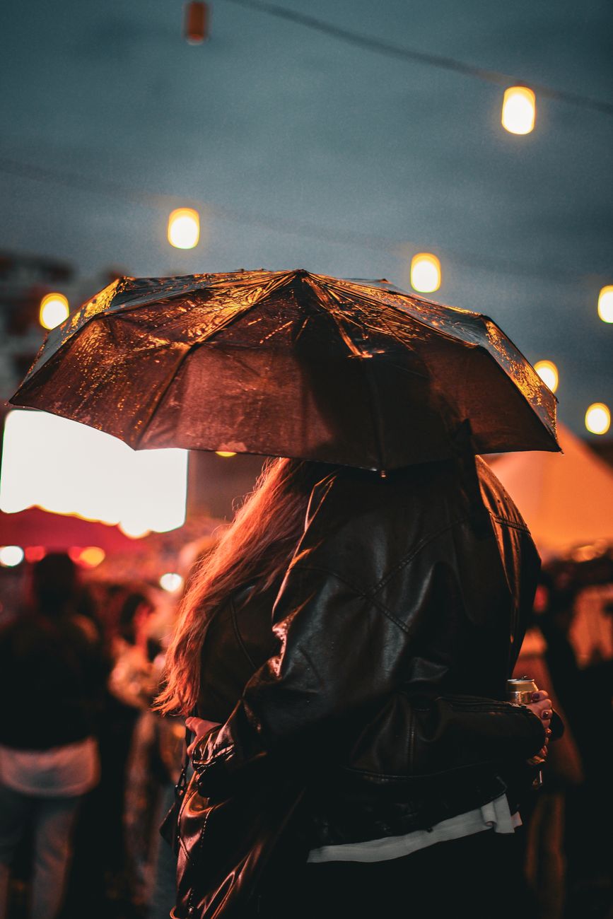 Image illustrating: Hailstones and rain over an outdoor concert area in Liezele (editorial)